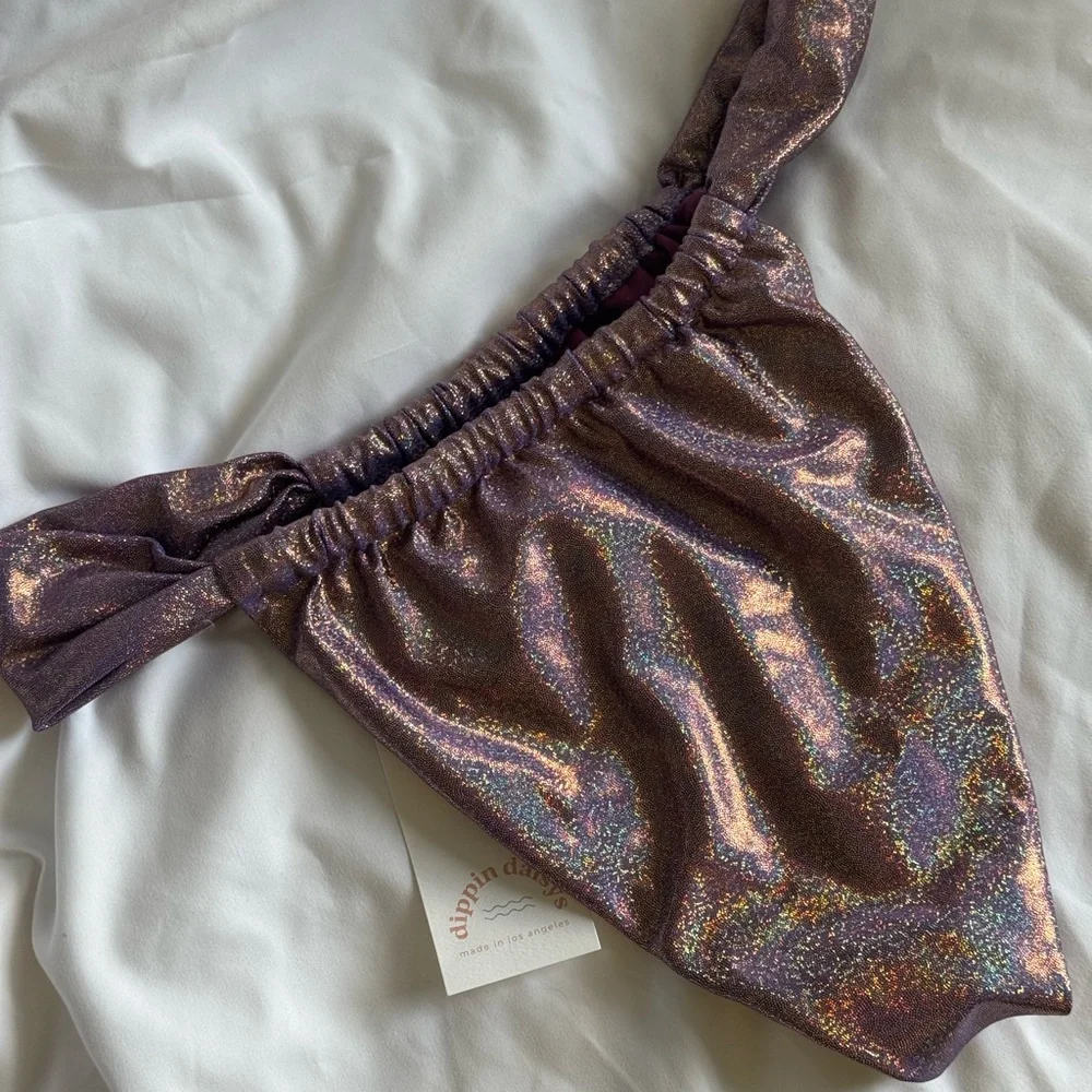NWT Dippin’ Daisy’s Iridescent Holographic Purple Shimmer Bikini Set – Size XL - Picture 8 of 11